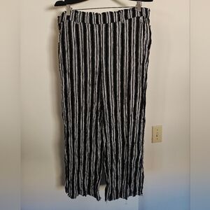 Guess Black and White Striped Wide Leg Pants